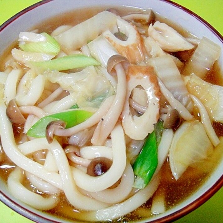 白菜としめじ竹輪のあんかけうどん